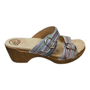 Dansko Sophie Striped Double Strap Sandals Women's 41 (10.5-11) Leather